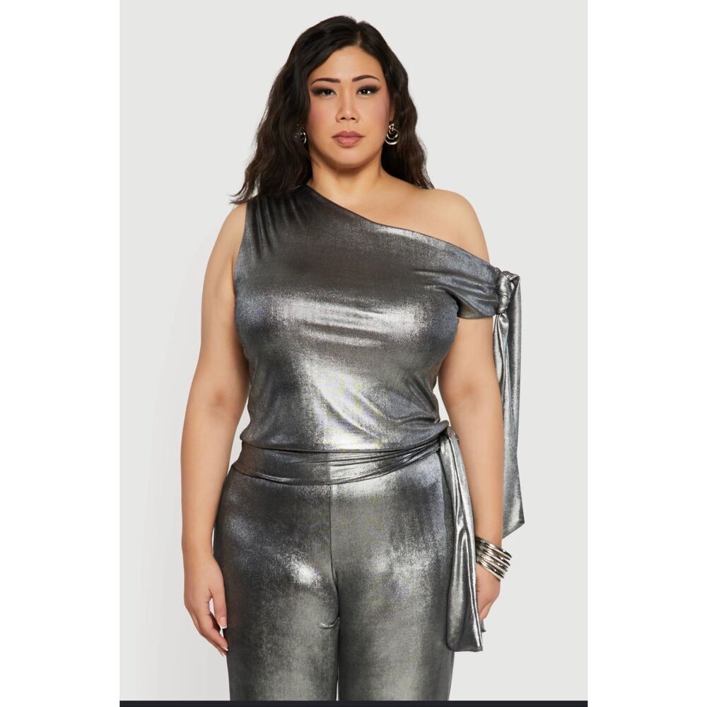 Metallic Gold Asymmetrical Top